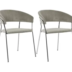 Clearance Armlehnstuhl Belle Cord Beige Chrom (2/Set) Stühle