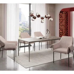 New Armlehnstuhl Bess Beige Flitter Stühle