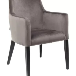 Armlehnstuhl Black Mode Velvet Grau Stühle