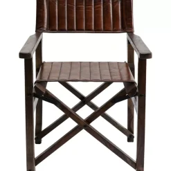 New Armlehnstuhl Twist Leder Braun Stühle