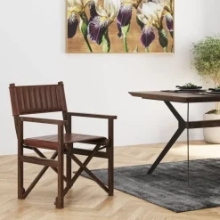 New Armlehnstuhl Twist Leder Braun Stühle