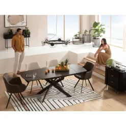 New Ausziehtisch Twist Schwarz 120(30+30)X90Cm Tische