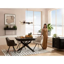 New Ausziehtisch Twist Schwarz 120(30+30)X90Cm Tische