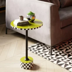 Outlet Beistelltisch Domero Checkers Olive O25Cm Tische