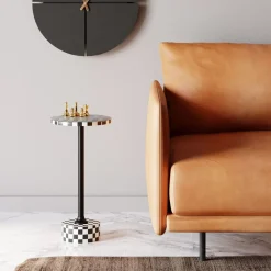 Beistelltisch Domero Chess Schwarz Weis O25Cm Tische