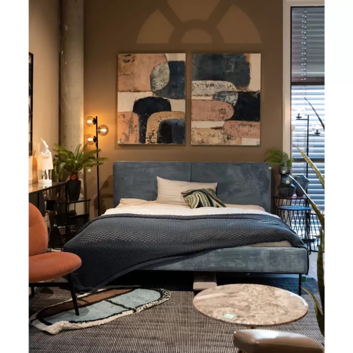 Online Bett East Side Cord Blau 180X200Cm Betten