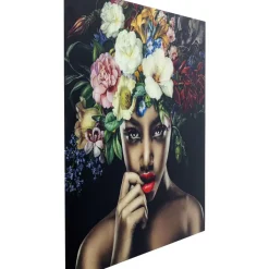 Best Bild Glas Pretty Flower Woman 120X120 Bilder