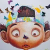 New Bild Touched Boy With Butterflies 100X100Cm Bilder