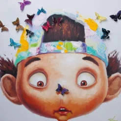 New Bild Touched Boy With Butterflies 100X100Cm Bilder