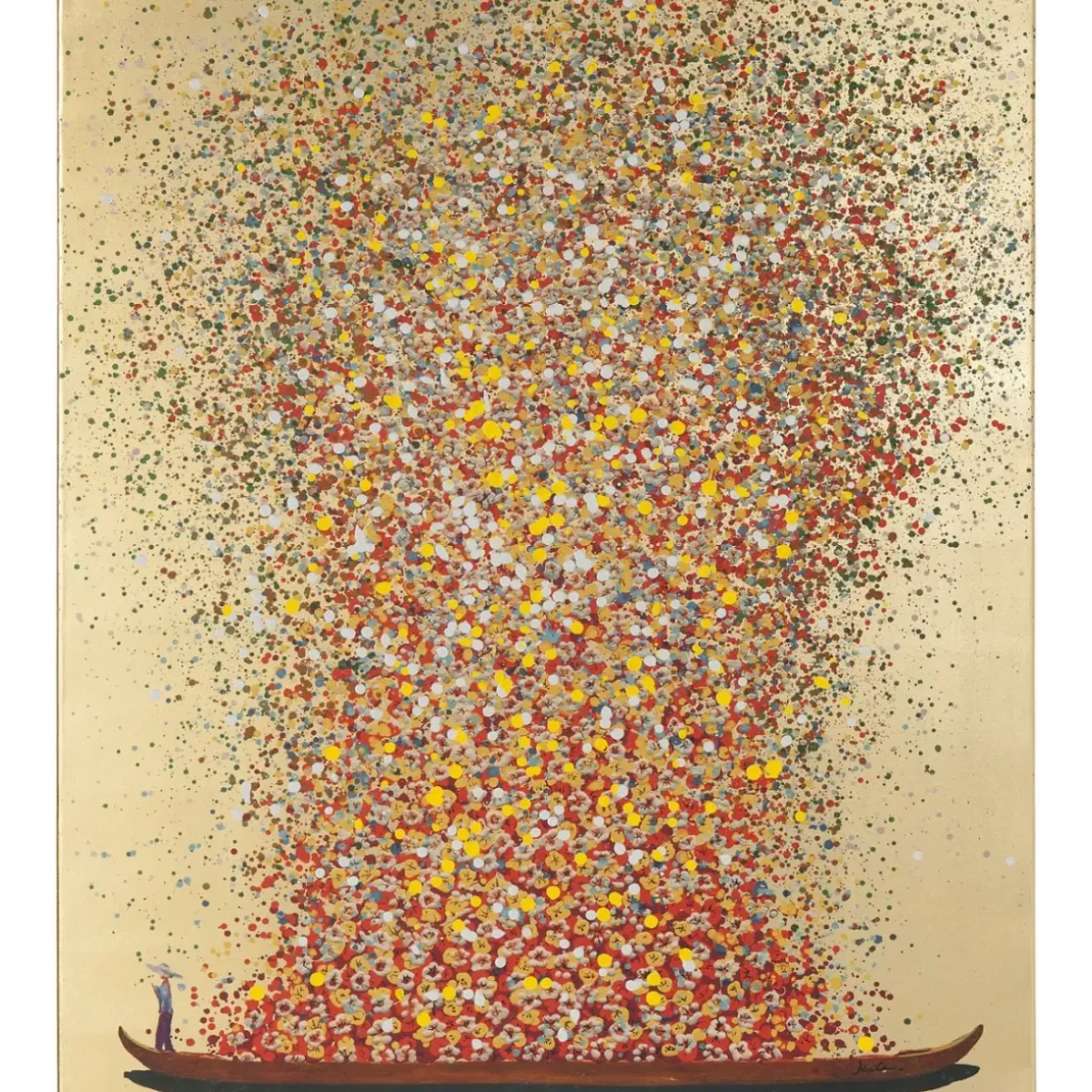 Outlet Bild Touched Flower Boat Gold Rot 120X160Cm Bilder