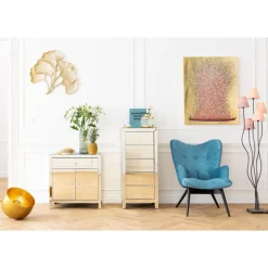 Online Bild Touched Flower Boat Gold Pink 100X80Cm Bilder