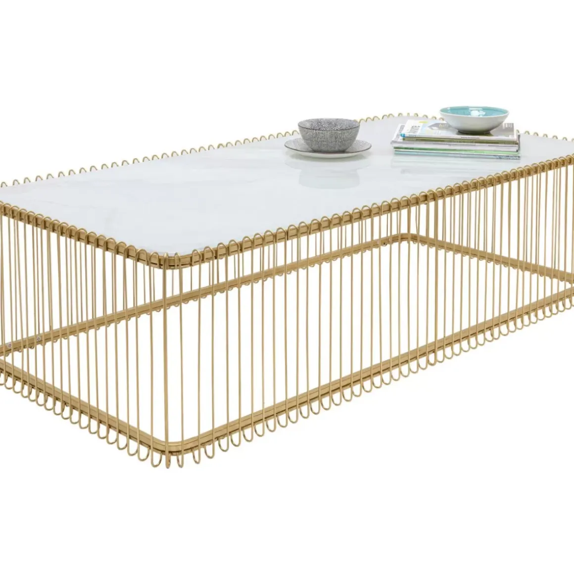 Online Couchtisch Wire Glas Marble Weis 145X70Cm Tische
