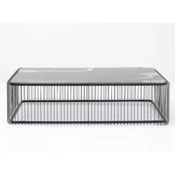 Outlet Couchtisch Wire Glas Marble Schwarz 145X70Cm Tische