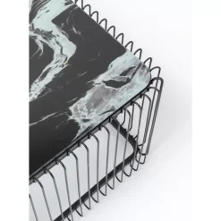 Outlet Couchtisch Wire Glas Marble Schwarz 145X70Cm Tische