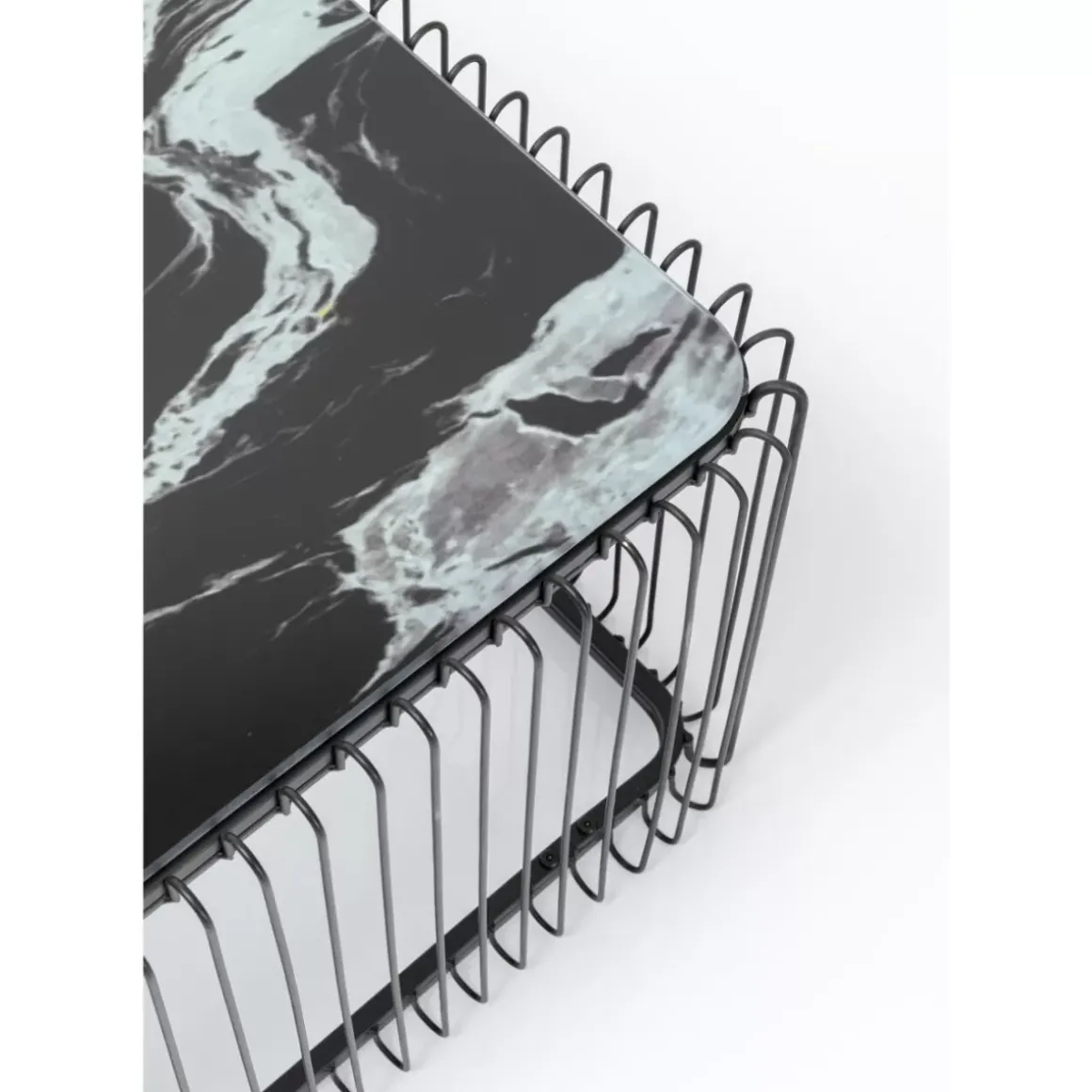 Outlet Couchtisch Wire Glas Marble Schwarz 145X70Cm Tische