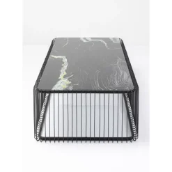 Outlet Couchtisch Wire Glas Marble Schwarz 145X70Cm Tische