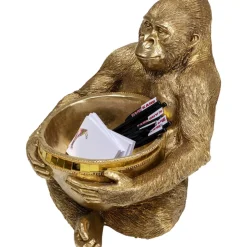 Online Deko Figur Gorilla Holding Bowl Gold Deko & Geschenkartikel