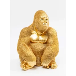 Outlet Deko Figur Monkey Gorilla Side Medium Gold Deko & Geschenkartikel