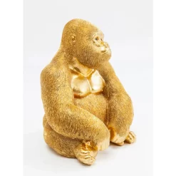Outlet Deko Figur Monkey Gorilla Side Medium Gold Deko & Geschenkartikel