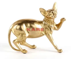Deko Figur Standing Cat Audrey Gold 29Cm Deko & Geschenkartikel