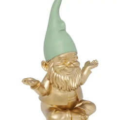 Hot Deko Figur Zwerg Meditation Gold Grun 19Cm Deko & Geschenkartikel