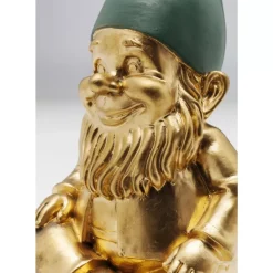 Online Deko Figur Zwerg Sitting Gold Grun 19Cm Deko & Geschenkartikel