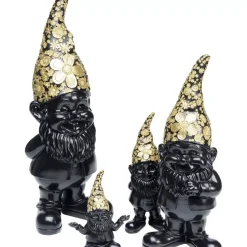 Deko Figur Zwerg Standing Schwarz Gold 61Cm Deko & Geschenkartikel
