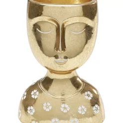 New Deko Objekt Daisy Head Gold 19Cm Deko & Geschenkartikel