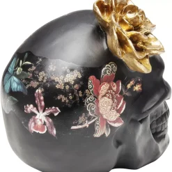 New Deko Objekt Flower Skull 22Cm Deko & Geschenkartikel