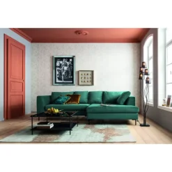 New Ecksofa Gianni Velvet Dunkelgrun Links Schwarz Sofas & Couches