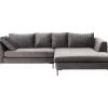 Outlet Ecksofa Gianni Velvet Grau Rechts Schwarz Sofas & Couches