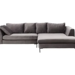 Outlet Ecksofa Gianni Velvet Grau Rechts Schwarz Sofas & Couches
