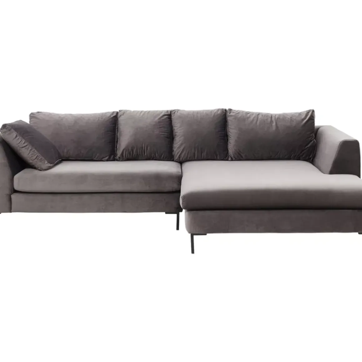Outlet Ecksofa Gianni Velvet Grau Rechts Schwarz Sofas & Couches
