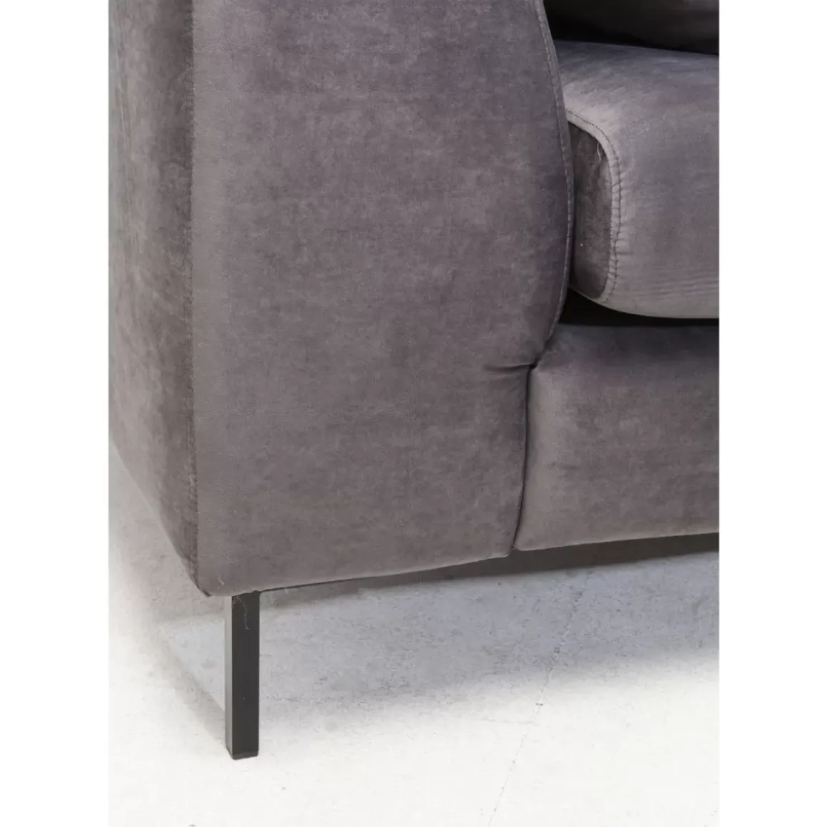 Outlet Ecksofa Gianni Velvet Grau Rechts Schwarz Sofas & Couches