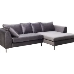 Outlet Ecksofa Gianni Velvet Grau Rechts Schwarz Sofas & Couches