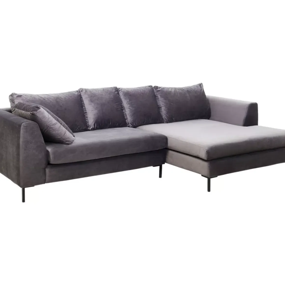 Outlet Ecksofa Gianni Velvet Grau Rechts Schwarz Sofas & Couches
