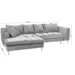 Outlet Ecksofa Gianni Velvet Grau Rechts Schwarz Sofas & Couches