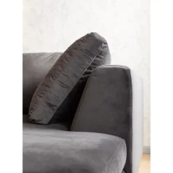 Outlet Ecksofa Gianni Velvet Grau Rechts Schwarz Sofas & Couches