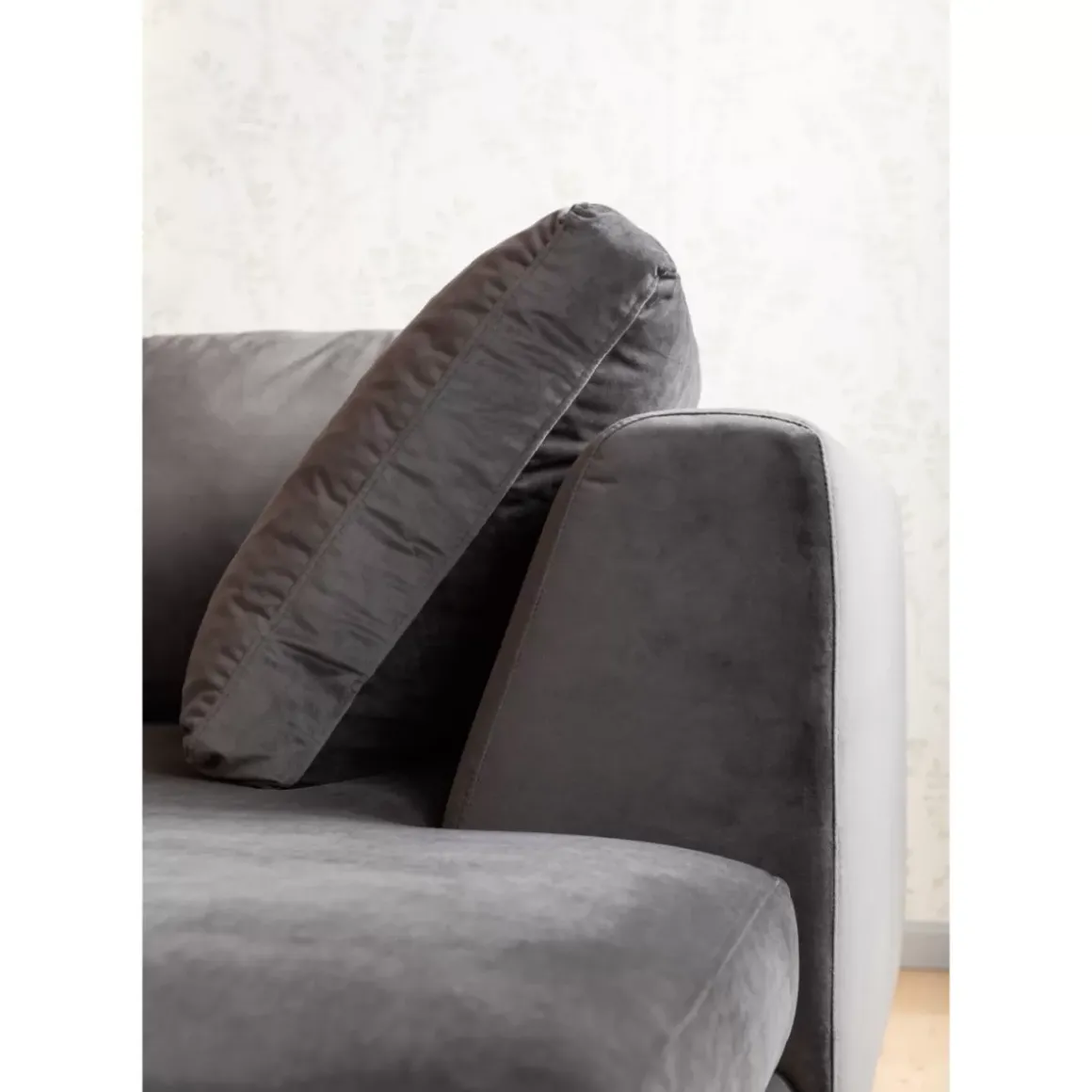 Outlet Ecksofa Gianni Velvet Grau Rechts Schwarz Sofas & Couches