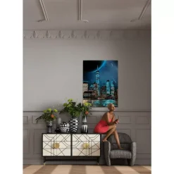 Best Glasbild Night Skyline 90X120Cm Bilder