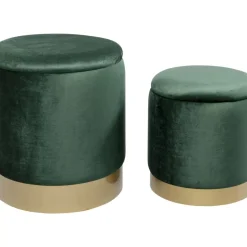 Discount Hocker Cherry Storage Dunkelgrun Brass (2/Set) Sitzbänke