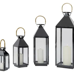 Discount Laterne Giardino Schwarz Gold (4/Set) Kerzenständer & Laternen