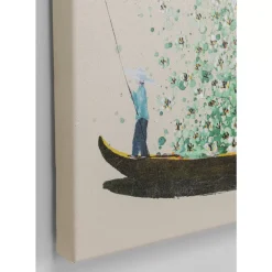 Outlet Leinwandbild Flower Boat Beige Grun 80X100Cm Bilder