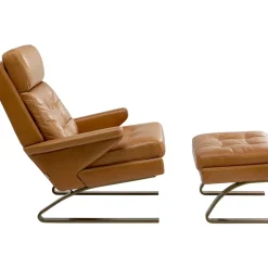 Clearance Sessel Mit Hocker Breno Braun Sessel