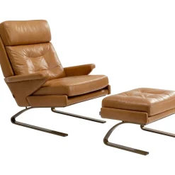 Clearance Sessel Mit Hocker Breno Braun Sessel