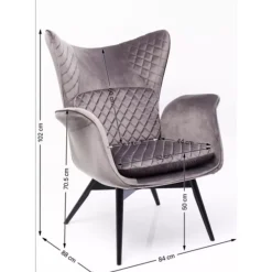 Hot Sessel Tudor Velvet Silbergrau Sessel