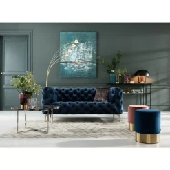 Outlet Sofa Look 2-Sitzer Velvet Blau Sofas & Couches