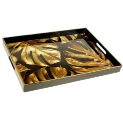 Tablett Monstera Gold Geschirr & Tischaccessoires